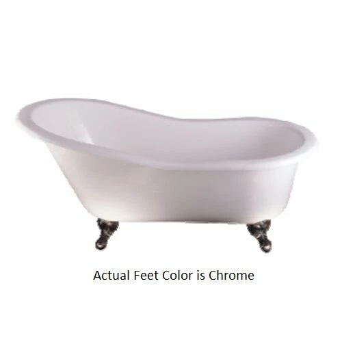 Emory & Bond EB70260PC 61" Cast Iron Slipper Claw Foot Tub With Chrome Feet In White 3 Emory & Bond EB70260PC 61" Cast Iron Slipper Claw Foot Tub With Chrome Feet In White