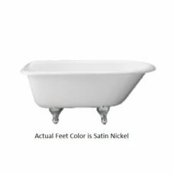 Emory & Bond EB70360SN Cast Iron Roll Top Soaking Claw Foot Tub With Satin Nickel Feet