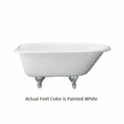 Emory & Bond EB70360WH Cast Iron Roll Top Soaking Claw Foot Tub With White Feet