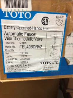 TOTO TEL-42-BDR-V2 Battery Operated - Hands Free Automatic 4" Centerset Faucet With Thermostatic Valve In Polished Chrome -AF SUPPLY Sales Store image 1