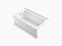Kohler K-20202-LA-0 Underscore 60" Soaking Bathtub For Three Wall Alcove Installation With Left Drain And 68 Gallon Water Capacity