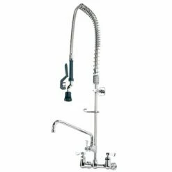 Krowne Metal 17-109WL Royal 8" Wall Mount Pre-Rinse With Add-On Faucet, 12" Spout In Solid Chrome Plated Brass Base