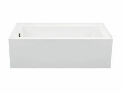 MTI Baths MBSISC6030D-WH-RH White Alcove Tub 60" L X 30" W X 16" H For ADA Compliance. Right Hand Drain, Integral Front Skirt, 3-sided Integral Tile Flange And Textured Bottom