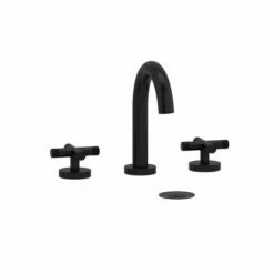 Riobel RU08+KNBK Riu Widespread Bathroom Faucet With C-Spout With Knurled Cross Handles In Black