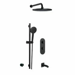 Aquabrass ABSZSHOWERBOX02EBK Shower Faucet System In Electro Black (Rough Valve Sold Separately)
