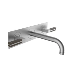 Davinci SRG151RE12H151 T SN SRG 3-Hole Wall Mounted Lavatory Faucet With Plate, Trim Only In Satin Nickel