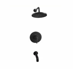 American Standard TU105502.243 Studio S 2.5 Gpm/9.5 L/min Tub And Shower Trim Kit With Rain Showerhead, Double Ceramic Pressure Balance Cartridge With Lever Handle In Matte Black