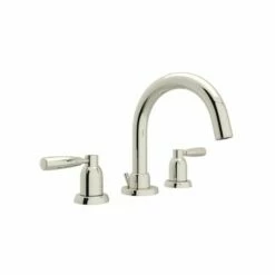 Rohl U.3955LS Holborn Perrin & Rowe 3-Hole Tubular C-Spout Widespread Lavatory Faucet