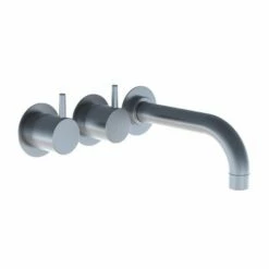Vola 100 2 Handle Trim Only For In Wall Mixer With 6" Hi-Flow Spout And Flanges In Brushed Stainless Steel